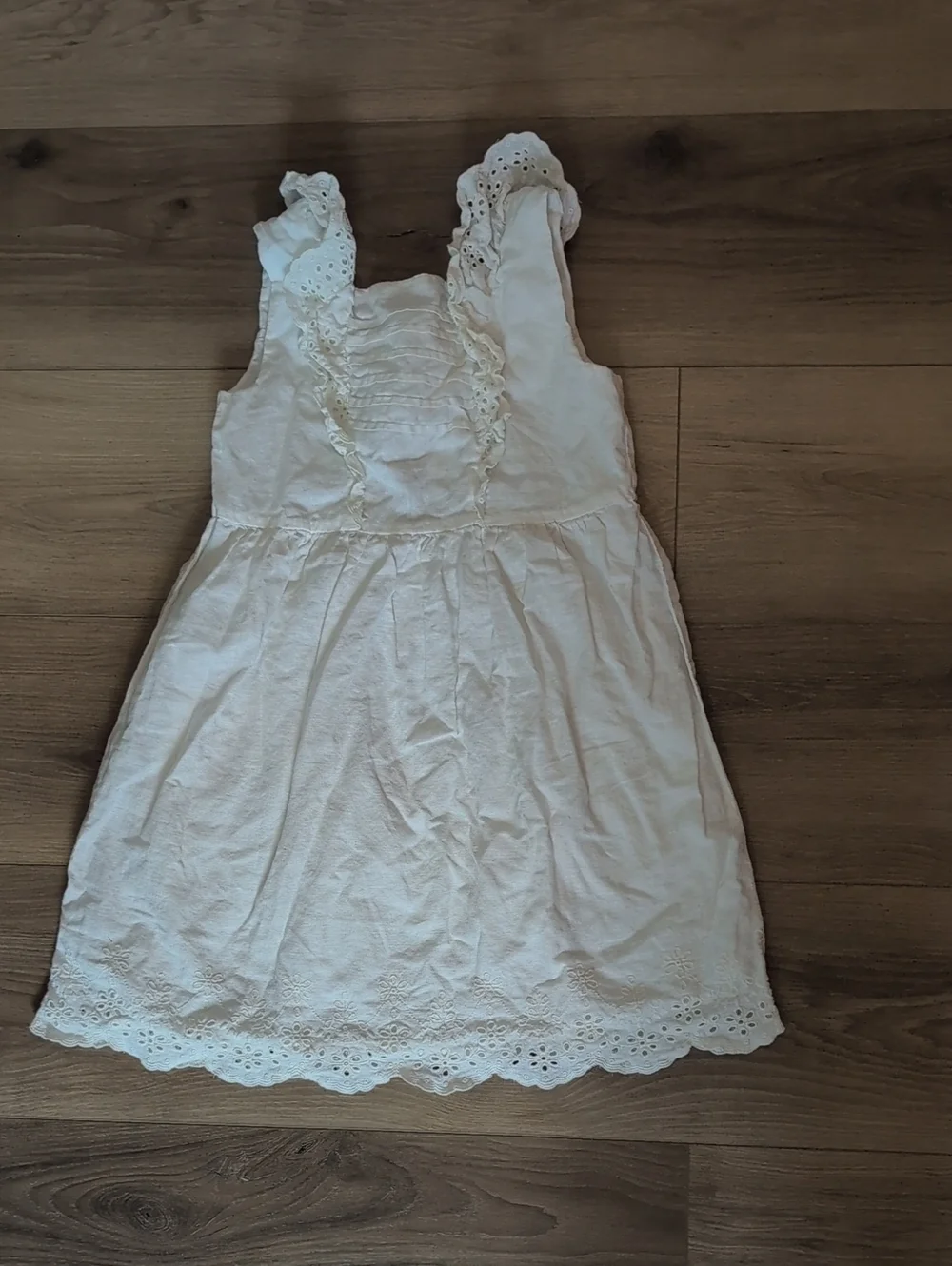 Gymboree White Eyelet Dress & Tropical Leaf Print Linen Sundress Bundle